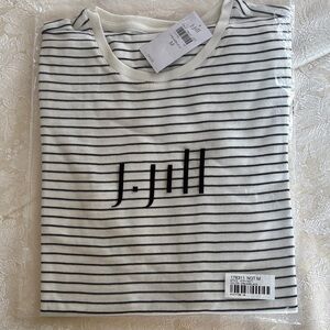 J. Jill Black and White Striped Long Sleeve Tee